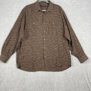 Jhane Barnes Cotton Blend Button Up Shirt Brown Mens XL Modern Minimalist Preppy